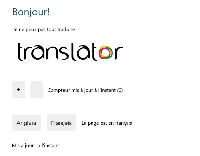 Screenshot of an Angular code example for French.